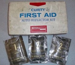 Vintage KENDALL FIRST AID AUTO REFLECTOR KIT and BONUS MILITARY DECON 
