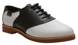 Womens Bass Enfield Saddle Shoes White / Black Leather