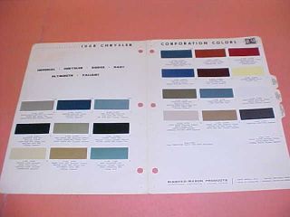 1968 CHRYSLER PLYMOUTH DODGE COLOR CHART PAINT CHIPS 68