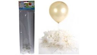 12pce Party Balloon/Baloon Sticks and Fasteners in White