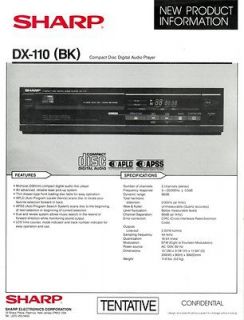 Original Sharp DX 110 CD Player Sales Brochure.