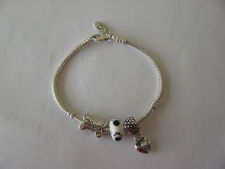   Charm Beads Dog Theme Charm w/ Murano Bead Pandora Bracelet Not Incl