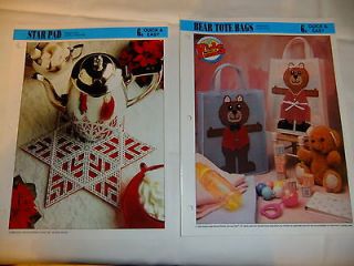 CANVAS PLASTIC PATTERNS STAR PAD & BEAR TOTE BAGS
