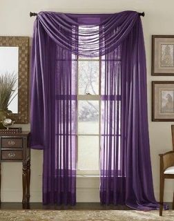 Newly listed 3 PC Scarf Panel Curtain Sheer Window Purple New