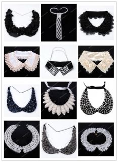   Faux Pearl Crystal Choker Lace Collar Detachable Wrap Necklace New