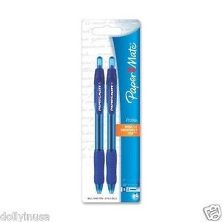   Mate Profile Ballpoint Pen Retractable 2 per Pack, Blue papermate