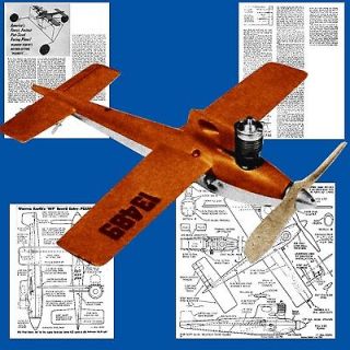   AIRPLANE PLANS CONTROL LINE 1/2 a SPEED PEANUTS AIRPLANE NOTE & PLAN