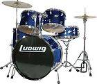   Accent Combo Drum Set Blue and Pearl Snare and Cymbal Stands