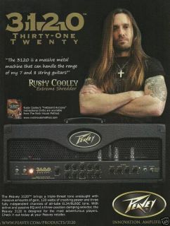 RUSTY COOLEY FOR PEAVEY 3120 AMPS CABINETS AD 8X11 ADVERTISEMENT