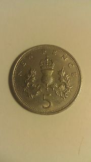 1970 United Kingdom Great Britain 5 New Pence Coin World Coin