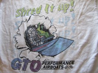 Mens T Shirt GTO performance airboats white size sz L