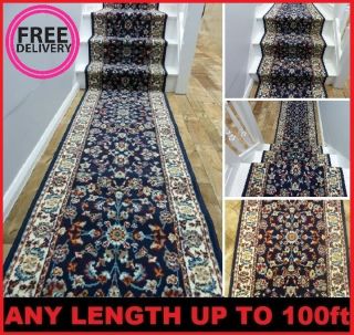 Persian Dark Blue ~ 60cm wide   ANY LENGTH Traditional Hall Stair 
