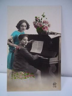 Vintage 1920s Photograph Postcard NOT Posted FRANCE Children Piano