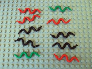 Lego Minifig Animal ~ Lot Of 10 Snakes Red/Black Reptiles #vcdfyu1