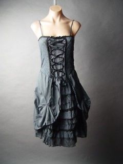   Victorian Ball Gown Goth Belle Saloon Corset Petticoat Bustle Dress M