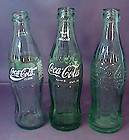 Lot of 3 Vintage Glass 6 1/2 COCA COLA BOTTLES All Different 1996 