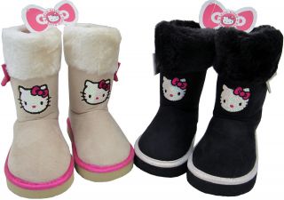 GIRLS SANRIO HELLO KITTY SEQUINED FACE FUR TOP BOOTS AVAILABLE IN 