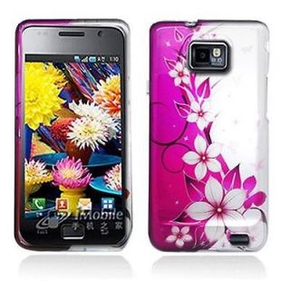 Hot Pink LILY FLOWERS Snap on Cover for Samsung GALAXY S II 2 i777 
