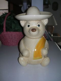 Collectible Sombrero Bear Cookie Jar by Metlox of California