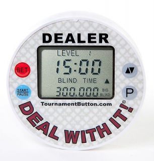 Tournament Dealer Button White Poker Chip, Programmable Blind Timer