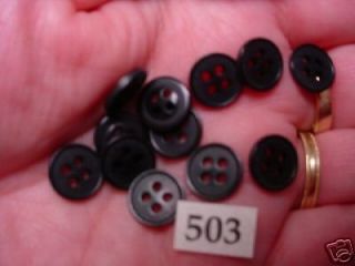 12 Tiny Black NEWSewing Buttons Amish Doll Clothes #503
