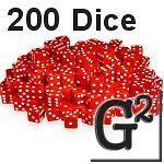 NEW 200 16mm Red w/ White D6 Six Sided Game Dice Bulk