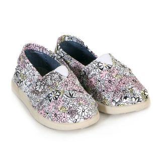 TOMS INFANTS TINY GIRLS CLASSIC WATERFLORAL CANVAS SHOES UK 4   10