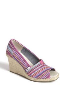 TOMS PINK MULTI WOVEN CRUZ WEDGE HEEL SZ 6.5 GREAT & SOLD OUT