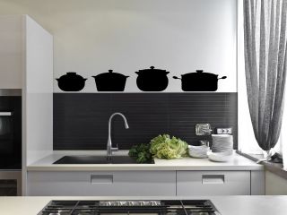 Kitchen Set of Pots/Pans Cafe Kitchen Wall/Window Art Vinyl Decal 
