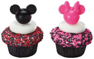   BLACK Mickey & Minnie Mouse Cupcake topper picks birthday party Disney