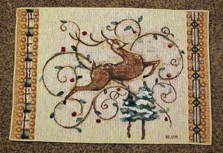Leaping Deer Holiday Christmas Tapestry Placemat