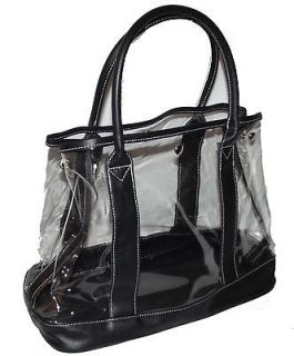   New Clear Black Transparent See thru Bag Handbag Tote Purse Plastic