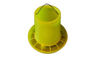   chicken, turkey, poultry feeder Yellow plastic with anti waste ring
