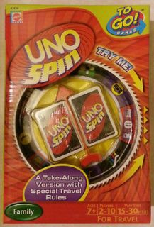   NEW MATTEL UNO SPIN TO GO TOY FAMILY TRAVEL GAME 2 10 PLAYERS AGES 7