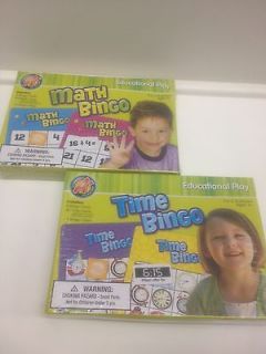   PLAY Teacher Homeschool Supply Math & Time Bingo Games 2   8 players