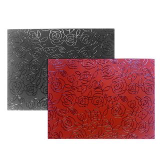   Leather Reversible Red/Black Rose Design Set of 4 Placemats/Coasters