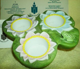 Partylite # P7150 Pond Lily w/ Frog & Flowers Tea Light Candle Holder 