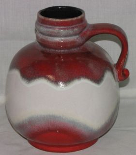   JASBA Scheurich Keramik West Germany Pottery Red White Grey Vase Jug