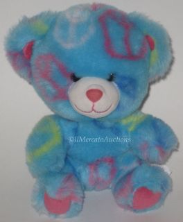Build A Bear Smallfrys Plush Blue PEACE Teddy BAB Stuffed Animal Toy 