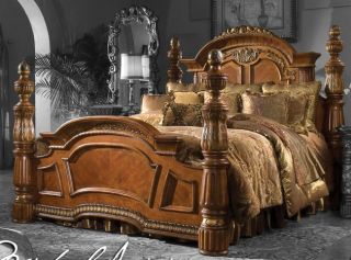 Chestnut Rococo King Low Poster Bed