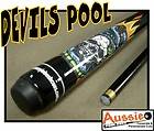 Black Maple Devils Pool Cue Flaming Skull Snake Design Custom Snooker 