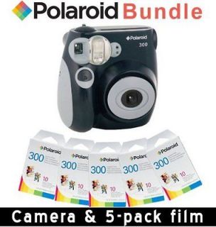 POLAROID CAMERA INSTANT PIC 300 BLACK and 50 FILM (Five (5) Packs)