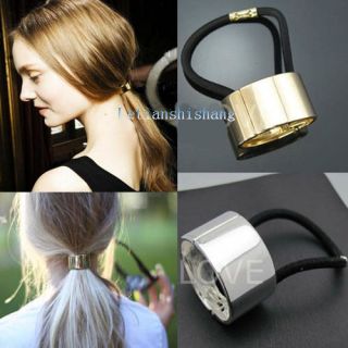   Style Trendy Metallic Silver&Gold Plated Hair Cuff Ponytail Holder