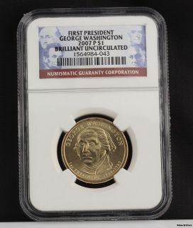   Washington 2007 P $1 Gold Dollar Coin 1st President NGC Certified UNC