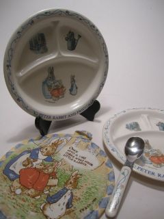   Beatrix Potter Child Melmac Melamine Divided Plate Spoon Pot Holder