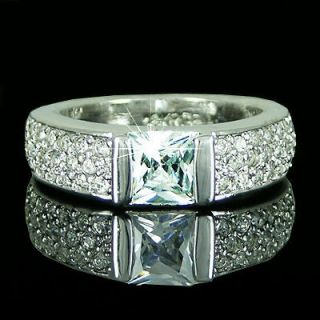 princess cut diamond engagement ring pave