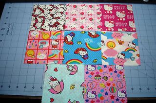 Newly listed 32 HELLO KITTY 5x5 Quilt Fabric Squares  8 Patterns NEW 