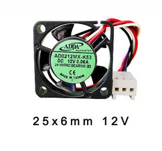 25mm 6mm New Case Fan 12V DC PC CPU Computer Cooling Fluid Bearing 3 