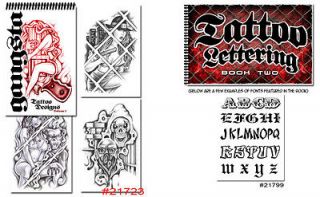 Tattoo Supplies 2 Book Gangster Art Prison Style + Lettering Script 