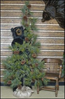 72 Ditz Pre Lit Christmas Tree Rustic Pine Cone Black Bear